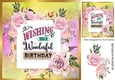 birthday wishes for you, adorned with pink roses 8x8