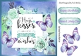 Hugs & Kisses Birthday wishes with butterflies & blue roses 8x8