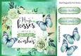Hugs & Kisses Birthday wishes with butterflies & cream roses 8x8