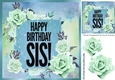 Birthday girl SIS! with turq roses 8x8