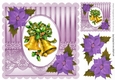 Christmas gold bells with purple poinsettias 8x8