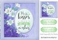 purple HUGS & KISSES with flowers 8x8 Card Front
