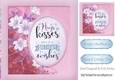 Pink HUGS & KISSES with flowers 8x8 Card Front