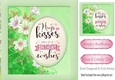Green HUGS & KISSES with flowers 8x8 Card Front