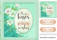 Turq HUGS & KISSES with flowers 8x8 Card Front