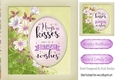 Lime HUGS & KISSES with flowers 8x8 Card Front