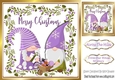 cute pair of christmas gnomes in holly frame 8x8 (purple)