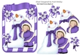 Best of snow friends snowman cuddles on a card front (purple)