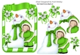 Best of snow friends snowman cuddles on a card front (Green)