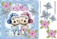 cute pair of puppies in pink and blue with snowflakes 8x8