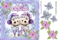 cute pair of puppies in purple and lilac with snowflakes 8x8