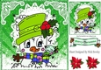 Lovely Chibi Snowman in green hat in the snow 8x8