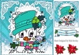 Lovely Chibi Snowman in turq hat in the snow 8x8