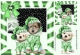 Furry Friends, cute dogs in the snow in green 8x8