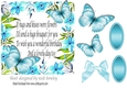 Pretty turq floral frame with butterflies and sentiment 5x5