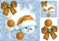 Cute kitty in santa hat with xmas baubles 8x8 (gold)
