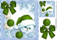 Cute kitty in santa hat with xmas baubles 8x8(green)