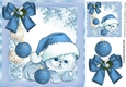 Cute kitty in santa hat with xmas baubles 8x8 (blue)