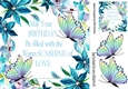 Pretty blue flower and rainbow butterfly frame with sentiment 8x8