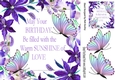 Pretty purple flower and rainbow butterfly frame with sentiment 8x8