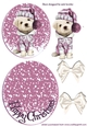 Lovely puppy in pink snow rocker with bows (pink)