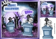 Boo skele with blue grave stones and claw 8x8