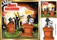 Boo skele with orange grave stones and claw 8x8