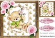 Lovely teddy bear with pink roses 8x8