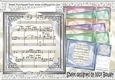 8 Lovely Coloured Ornate corners with music scripts centre Card fronts  8x8