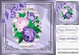 pretty purple roses on music script in ornate frame 8x8