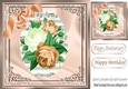 pretty peach roses on music script in ornate frame 8x8