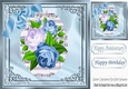 pretty blue roses on music script in ornate frame 8x8