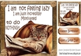 Lazy cat in armchair not motivated 8x8