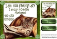 Lazy cat in armchair not motivated (green) 8x8