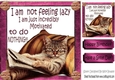 Lazy cat in armchair not motivated (pink) 8x8