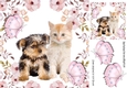 Sweet little yorkie puppy/ kitten in flower with butterflies frame 8x8