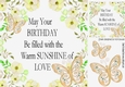 Sunshine with love card front with flowers and peach butterflies 8x8