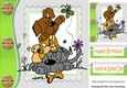 Mischief pile of dogs playing green frame with buttons 8x8