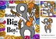 Happy Birthday BIG BOY Lady in Orange balloon frame 8x8