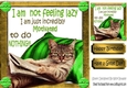 Lazy kitty in armchair not motivated 8x8 (Green)