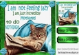 Lazy kitty in armchair not motivated 8x8 (turq)