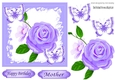 Pretty purple painted roses with butterflies 5x5