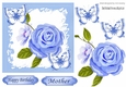 Pretty blue painted roses with butterflies 5x5
