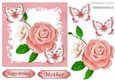 Pretty peach painted roses with butterflies 5x5