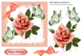Pretty peach rose with bud and butterflies 5x5