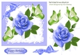 blue rose with bud and butterflies 5x5