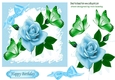 Turq rose with bud and butterflies 5x5