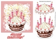Yummy birthday cake with pink icing with candles 5x5