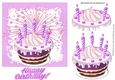 Yummy birthday cake with lilac icing with candles 5x5