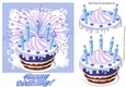 Yummy birthday cake with blue icing with candles 5x5